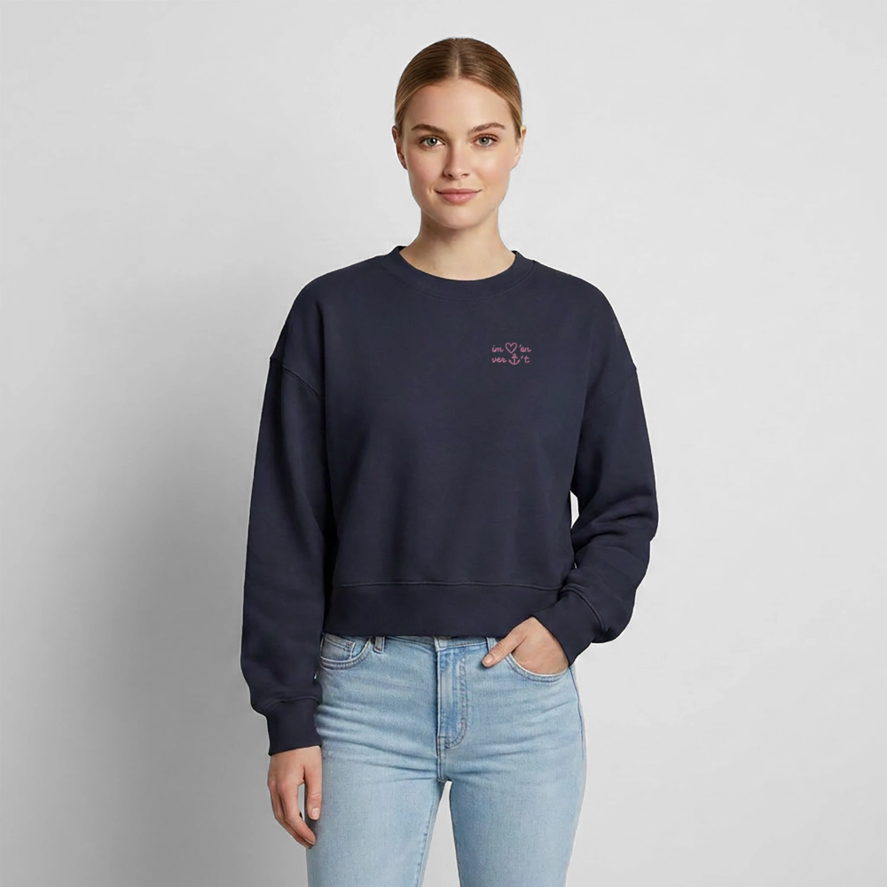 Im Herzen Verankert Stick - Relaxed Frauen Organic Sweatshirt - Navy