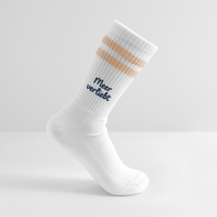 Meerverliebt - Gestreifte Tennissocken - Weiß/Pfirsich