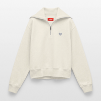 Wellenherz - Relaxed Frauen Half Zip Sweatshirt - Naturweiß