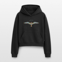 Vintage Möwe - Cropped Oversized Heavyweight Frauen Hoodie - Schwarz