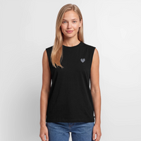 Wellenherz - Frauen Organic Sleeveless T-Shirt - Schwarz