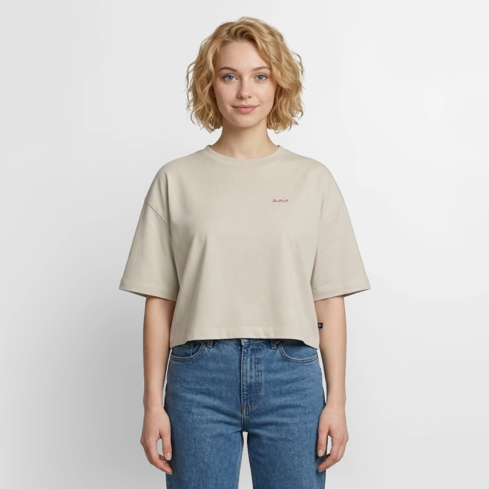 Moin Stick - Frauen Premium Oversized Bio Cropped T-Shirt - Beige