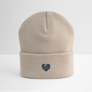 Wellenherz - Bestickte Wintermütze - Beige