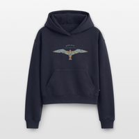 Vintage Möwe - Cropped Oversized Heavyweight Frauen Hoodie - Navy