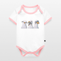 Drei Weise Möwen - Baby Bio-Kurzarm-Kontrastbody - Weiß/Rose 