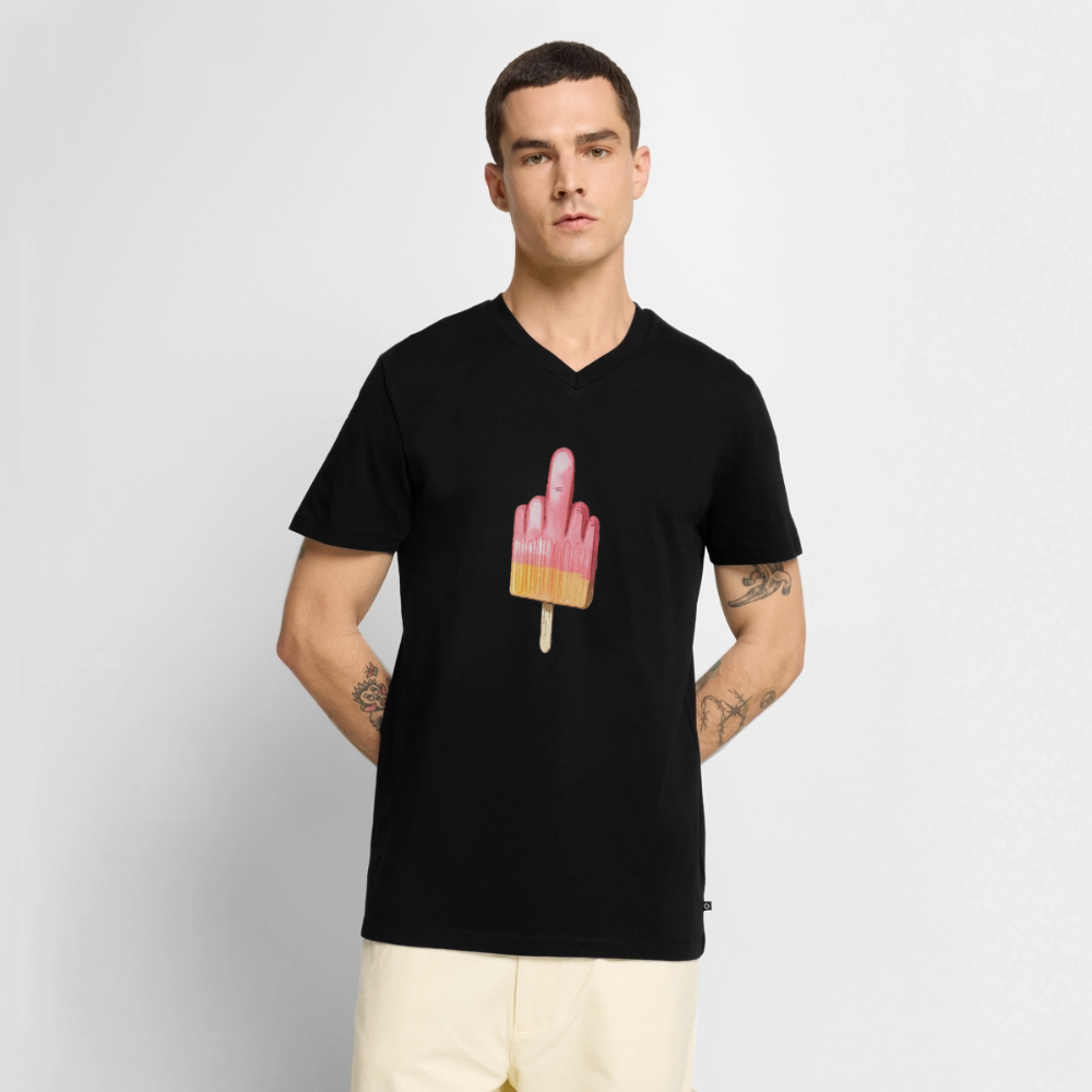 F**k You Eis - Männer Bio-T-Shirt mit V-Ausschnitt - Schwarz
