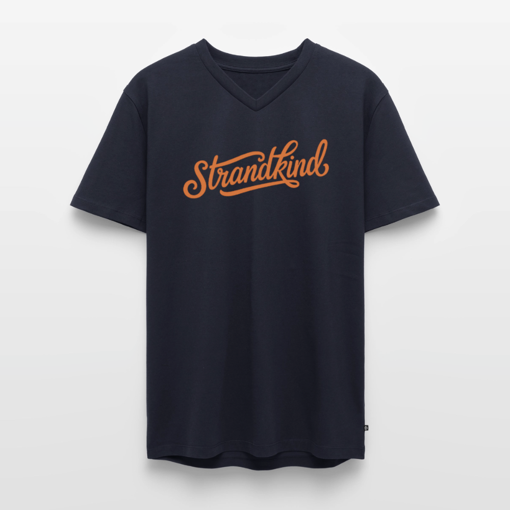 Strandkind - Männer Bio-T-Shirt mit V-Ausschnitt - Navy