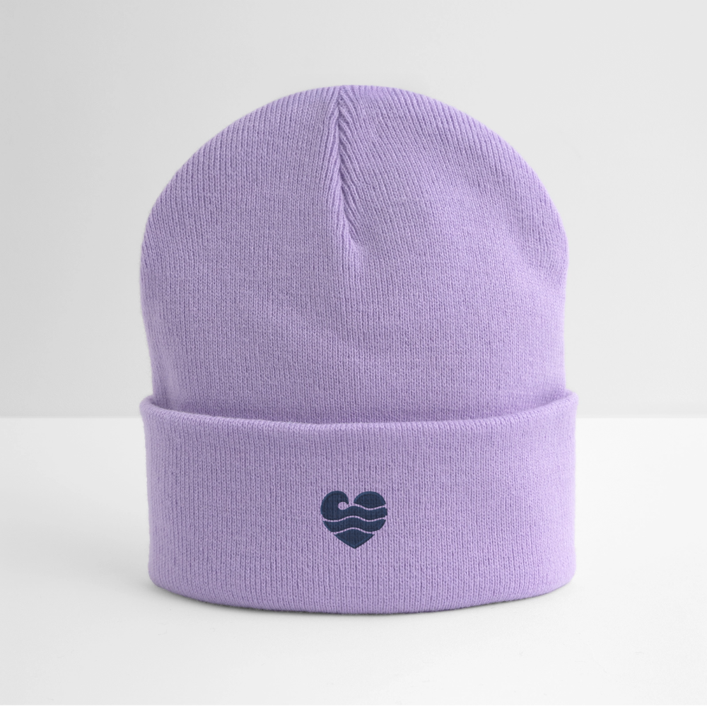 Wellenherz - Bestickte Wintermütze - Lavendel
