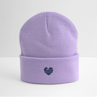Wellenherz - Bestickte Wintermütze - Lavendel