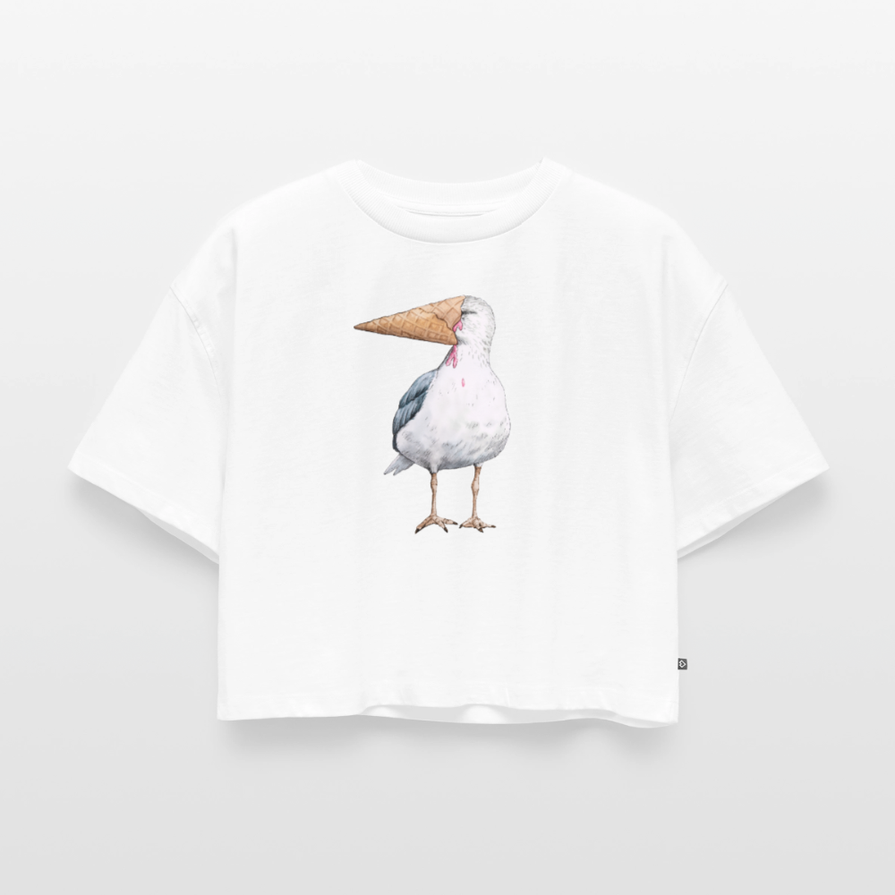 Eisvogel - Frauen Premium Oversized Bio Cropped T-Shirt - Weiß
