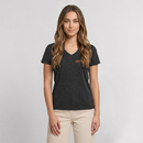 Strandkind - Frauen Bio-T-Shirt mit V-Ausschnitt - Anthrazit meliert