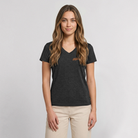 Strandkind - Frauen Bio-T-Shirt mit V-Ausschnitt - Anthrazit meliert