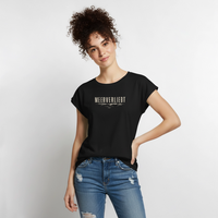 Meerverliebt - Frauen T-Shirt mit gerollten Ärmeln - Schwarz