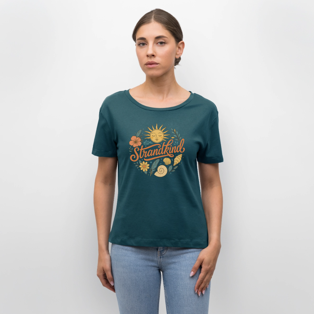 Strandkind -  Relaxed Frauen Bio-T-Shirt - Dunkles Petrol