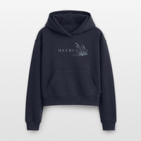 MEERCI - Cropped Oversized Heavyweight Frauen Hoodie - Navy