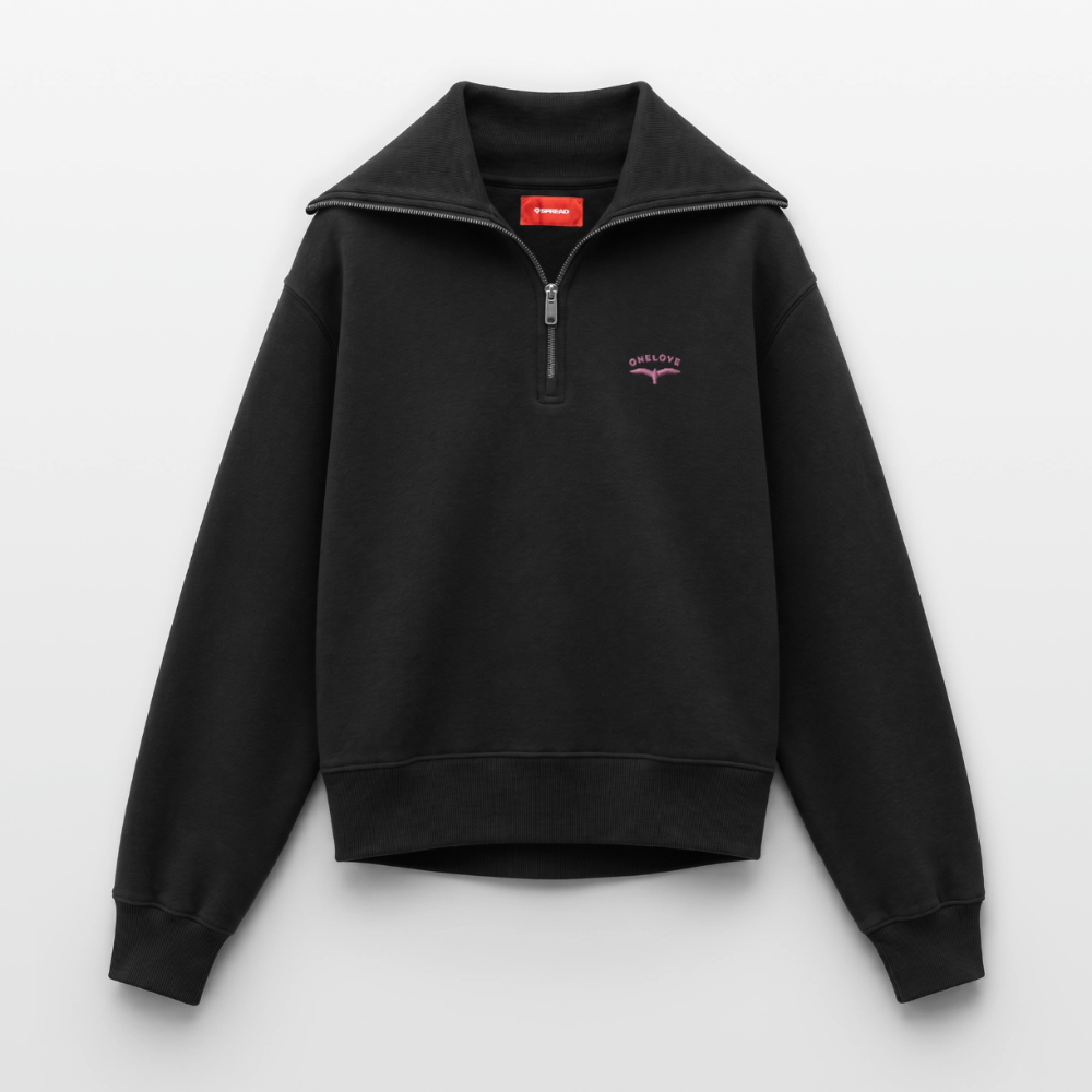 ONELOVE Möwe - Relaxed Frauen Half Zip Sweatshirt - Schwarz