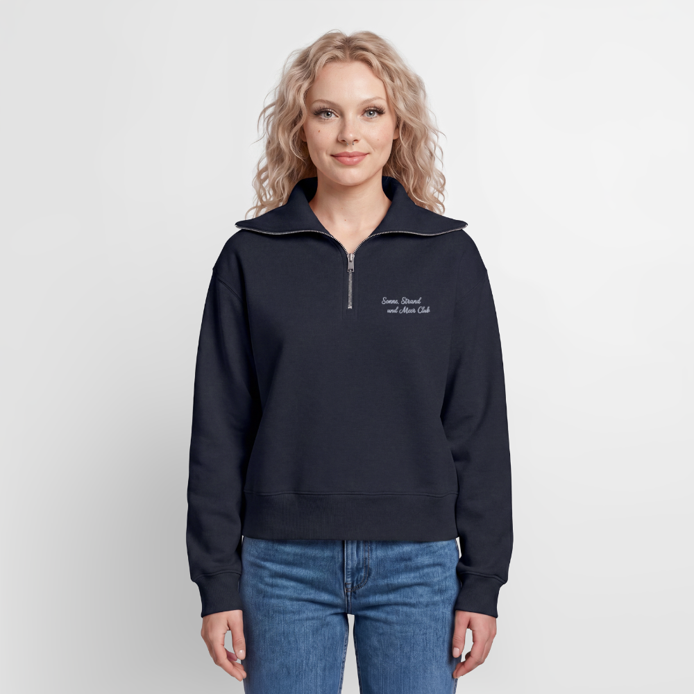 Sonne, Strand & Meer Club - Relaxed Frauen Half Zip Sweatshirt - Navy