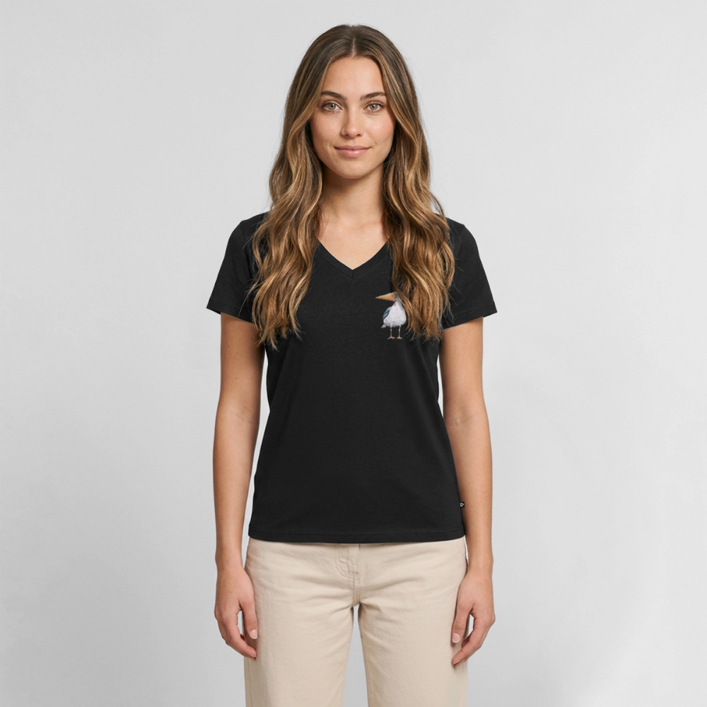 Eisvogel - Frauen Bio-T-Shirt mit V-Ausschnitt - Schwarz