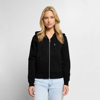 Gestickte Möwe - Frauen Premium Kapuzenjacke - Schwarz