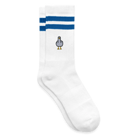 F**k You Möwe - Gestreifte Tennissocken - Weiß/Blau