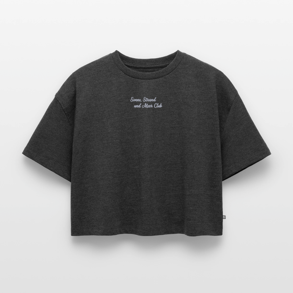 Sonne, Strand & Meer Club - Frauen Premium Oversized Bio Cropped T-Shirt - Anthrazit meliert
