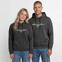 Vintage Möwe - Relaxed Unisex Premium Vintage Hoodie - Schwarz Acid Wash