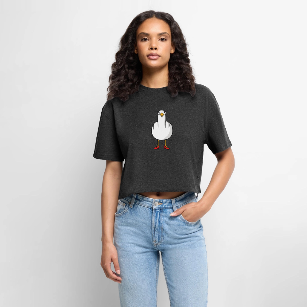 F**k You Möwenlady - Frauen Premium Oversized Bio Cropped T-Shirt - Anthrazit meliert