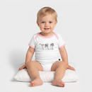 Drei Weise Möwen - Baby Bio-Kurzarm-Kontrastbody - Weiß/Rose 