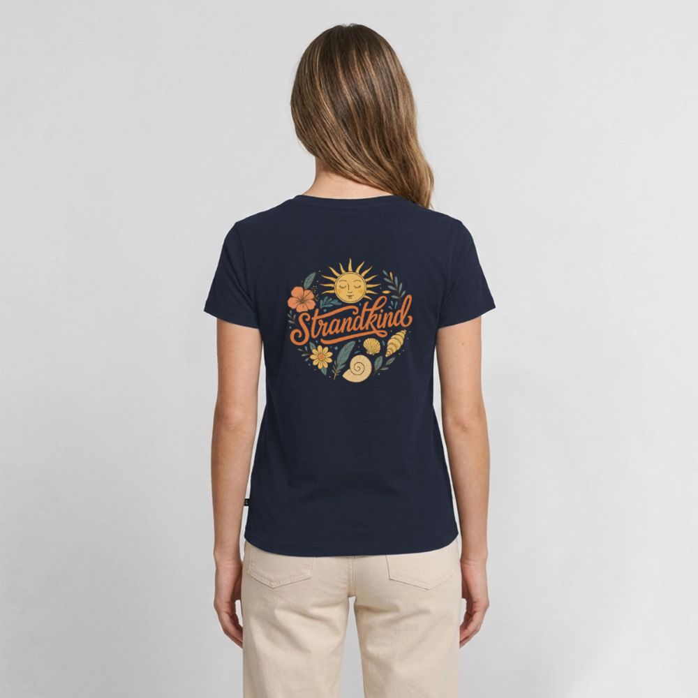 Strandkind - Frauen Bio-T-Shirt mit V-Ausschnitt - Navy