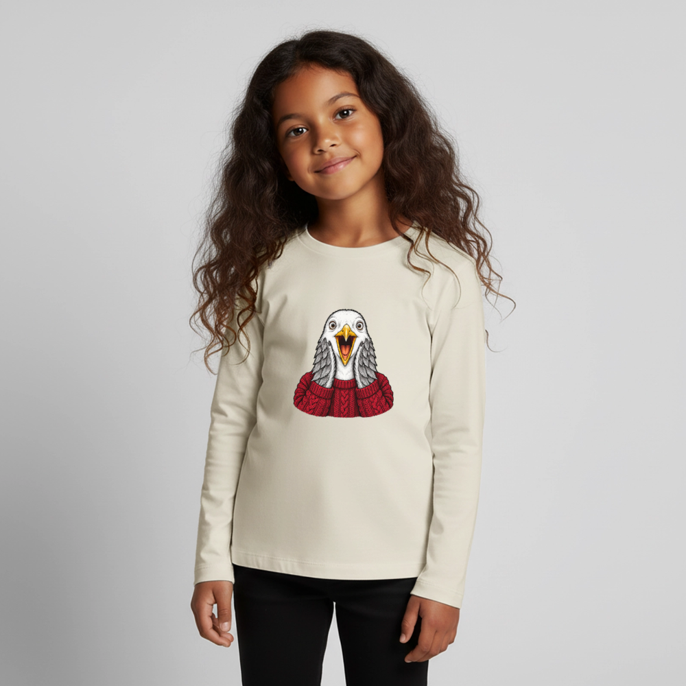 Möwe allein zu Haus - Kinder Premium Langarmshirt - Naturweiß