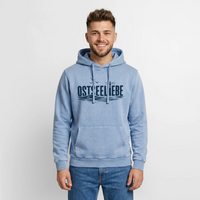 Ostseeliebe - Relaxed Unisex Premium Vintage Hoodie - Blau Acid Wash