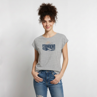 Strandkind - Frauen T-Shirt mit gerollten Ärmeln - Grau meliert