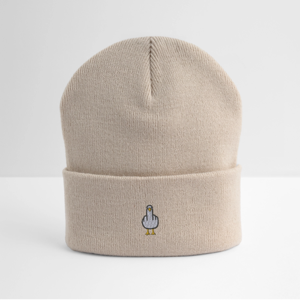 F**k You Möwe - Bestickte Wintermütze - Beige