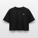 Wellenherz Stick - Frauen Premium Oversized Bio Cropped T-Shirt - Schwarz