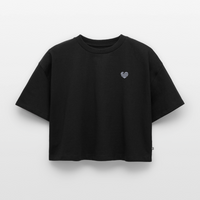 Wellenherz Stick - Frauen Premium Oversized Bio Cropped T-Shirt - Schwarz