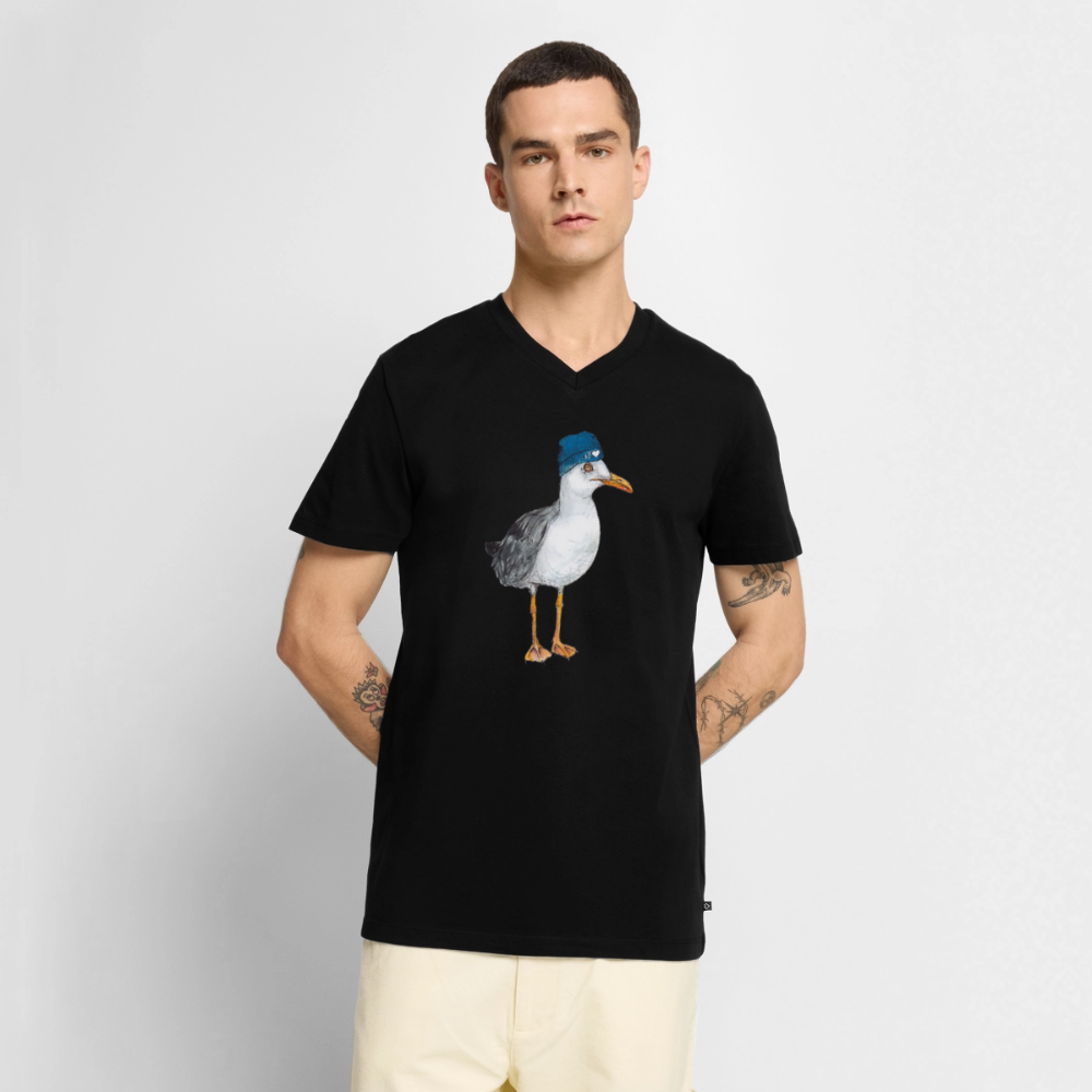 Hauk Original - Männer Bio-T-Shirt mit V-Ausschnitt - Schwarz