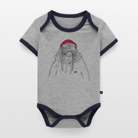 Kurt Hansen Walross - Baby Bio-Kurzarm-Kontrastbody - Grau/Navy 