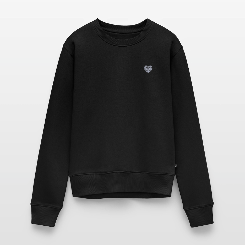 Wellenherz Stick - Frauen Premium Pullover - Schwarz