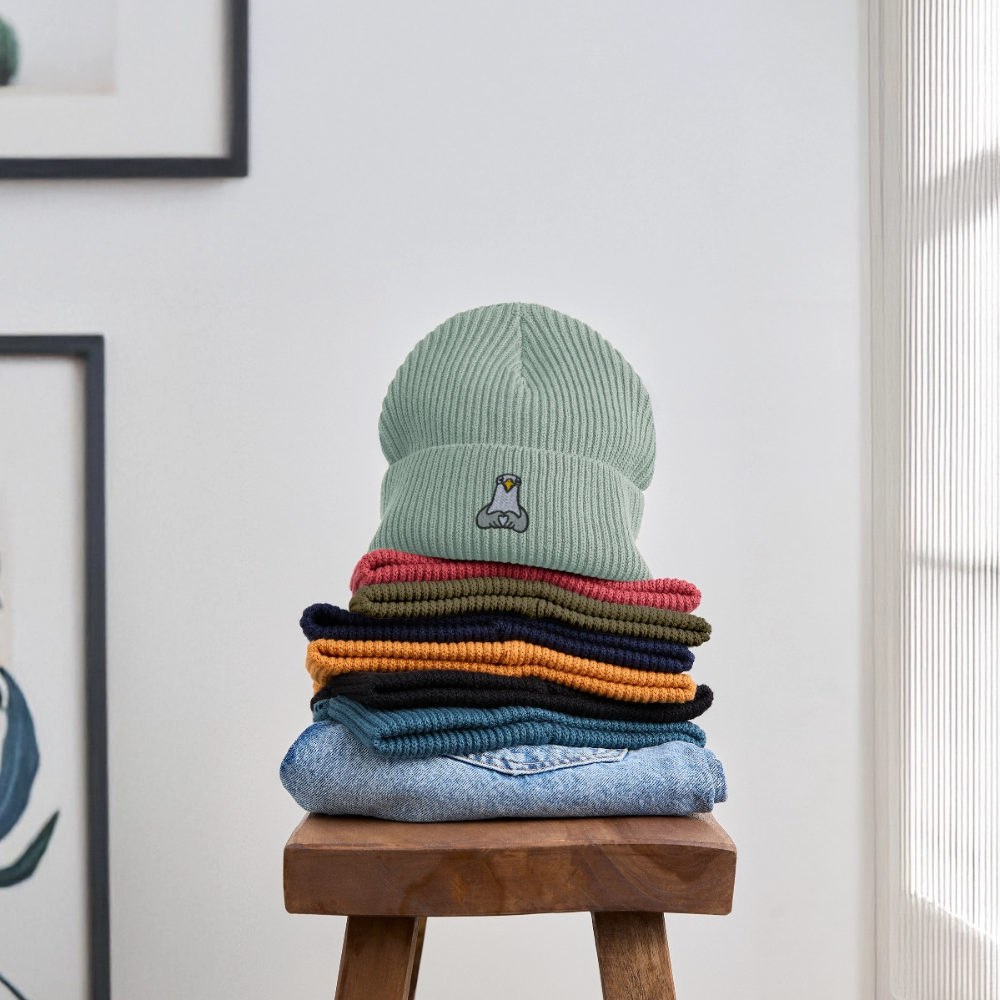 Lovebird -  Unisex Bio FISHERMAN BEANIE - Helles Graugrün