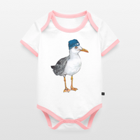 Hauk Original - Baby Bio-Kurzarm-Kontrastbody - Weiß/Rose 
