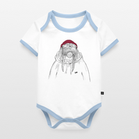 Kurt Hansen Walross - Baby Bio-Kurzarm-Kontrastbody - Weiß/Hellblau 