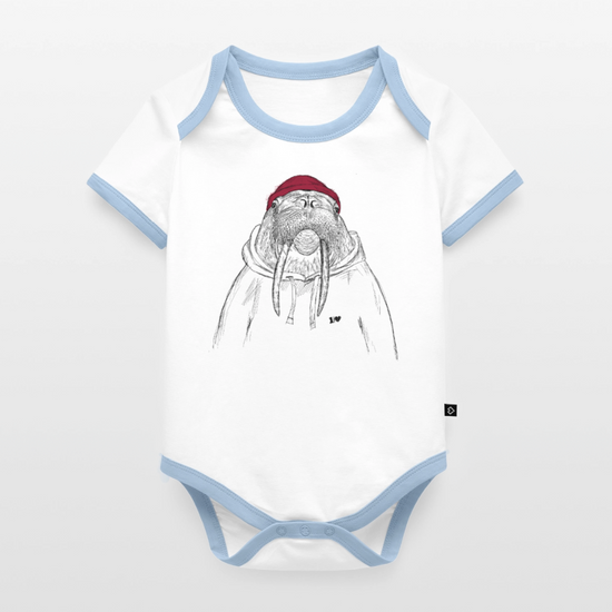 Kurt Hansen Walrus - Baby Organic Short Sleeve Contrast Bodysuit