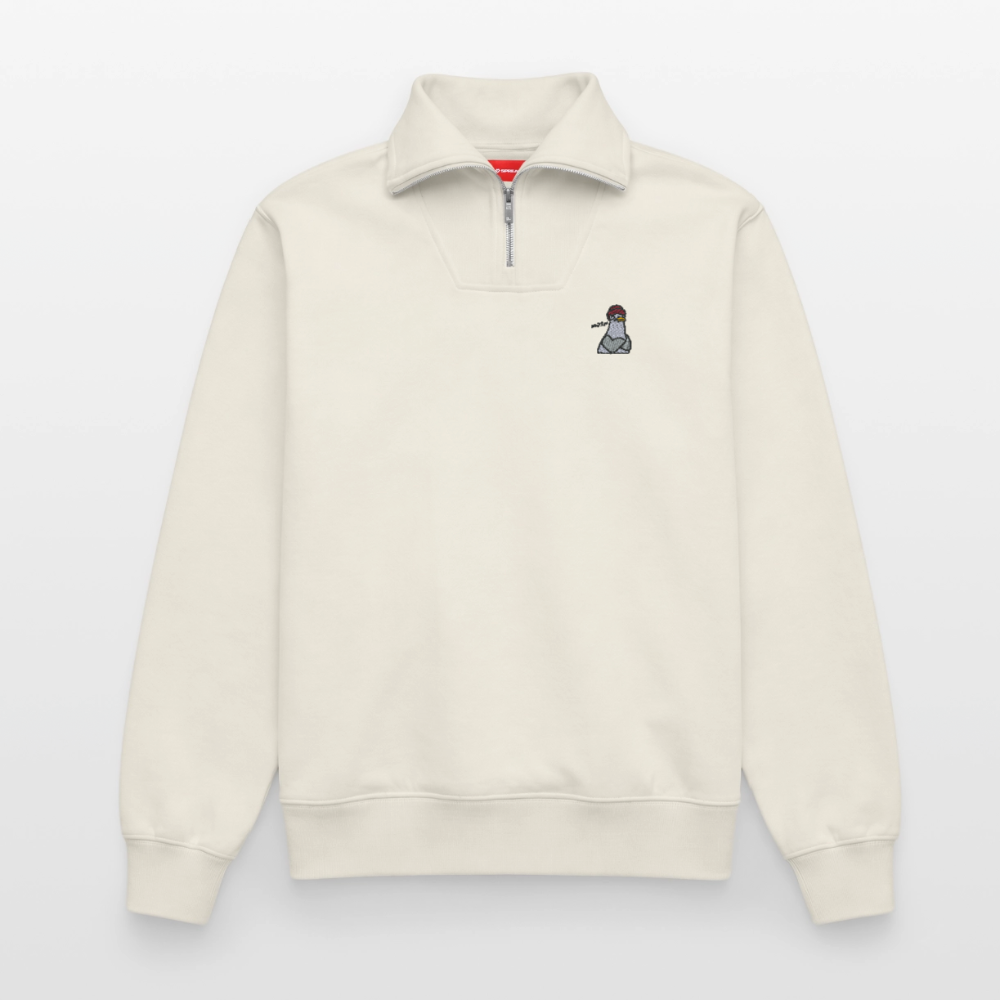 Moin Möwe - Relaxed Unisex Organic Half Zip Sweatshirt - Naturweiß