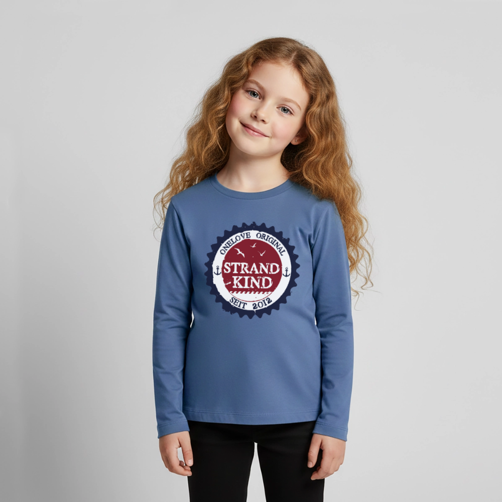 Strandkind Original - Kinder Premium Langarmshirt - Taubenblau