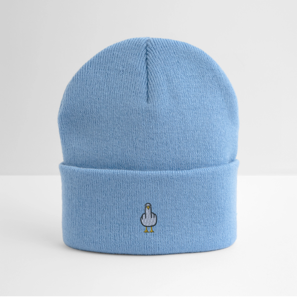 F**k You Möwe - Bestickte Wintermütze - Himmelblau