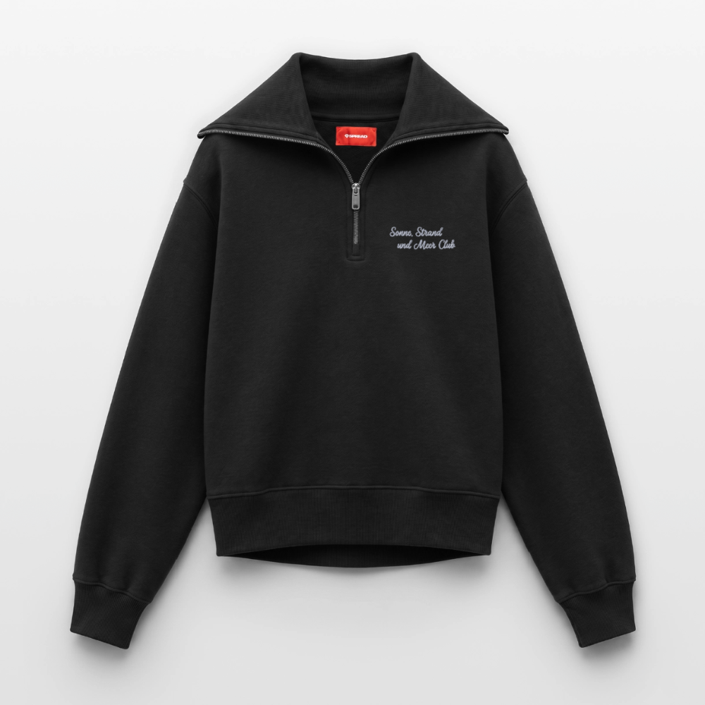 Sonne, Strand & Meer Club - Relaxed Frauen Half Zip Sweatshirt - Schwarz