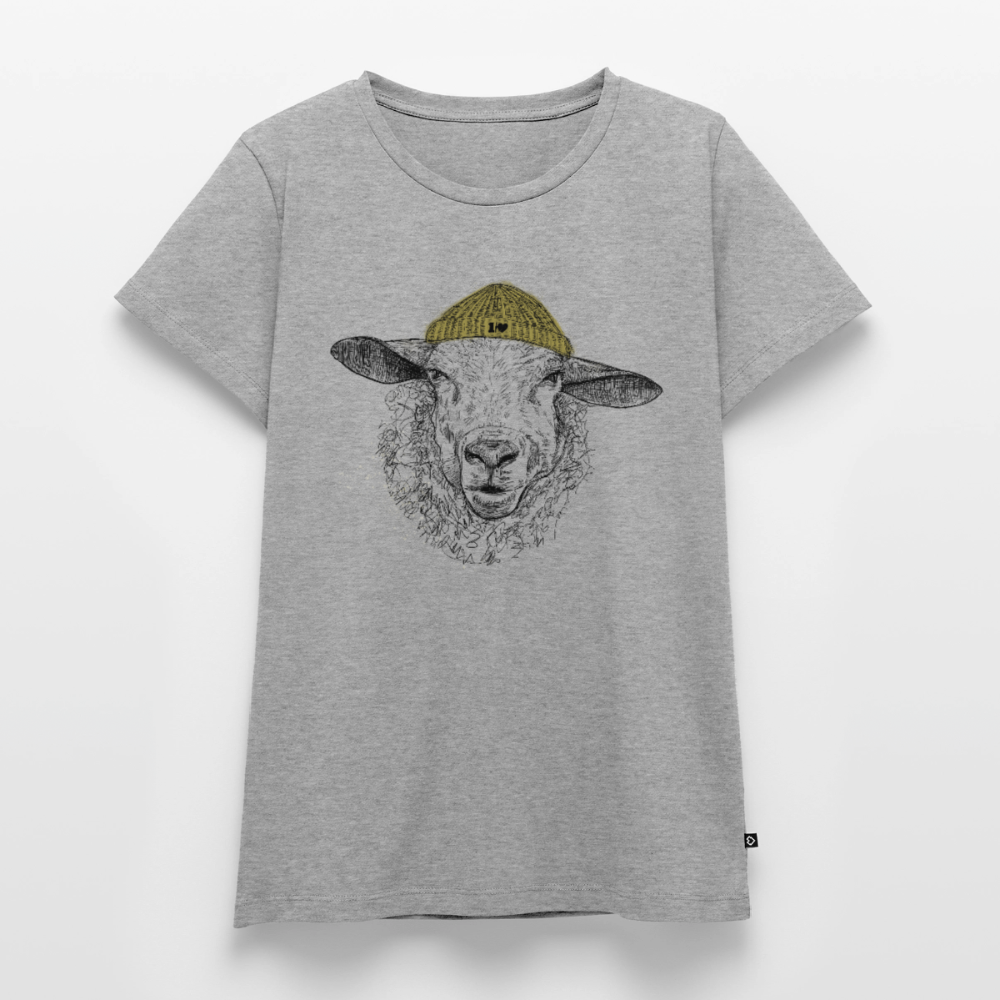 Wolle Schaf - Frauen Premium T-Shirt - Grau meliert