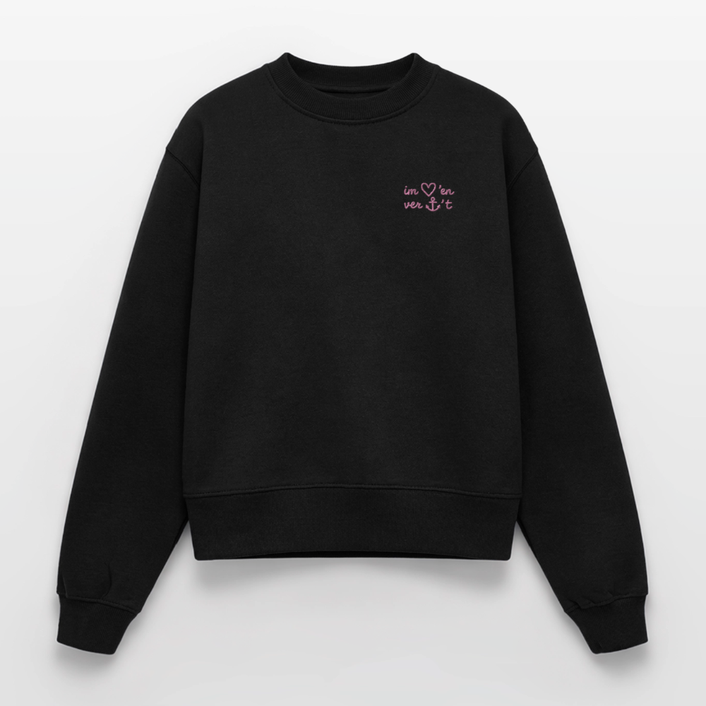 Im Herzen Verankert Stick - Relaxed Frauen Organic Sweatshirt - Schwarz