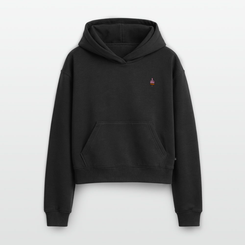 F**k You Eis Stick - Cropped Oversized Heavyweight Frauen Hoodie - Schwarz