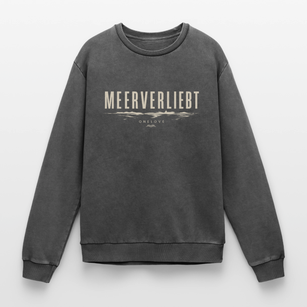 Meerverliebt - Relaxed Unisex Premium Vintage Sweatshirt - Schwarz Acid Wash